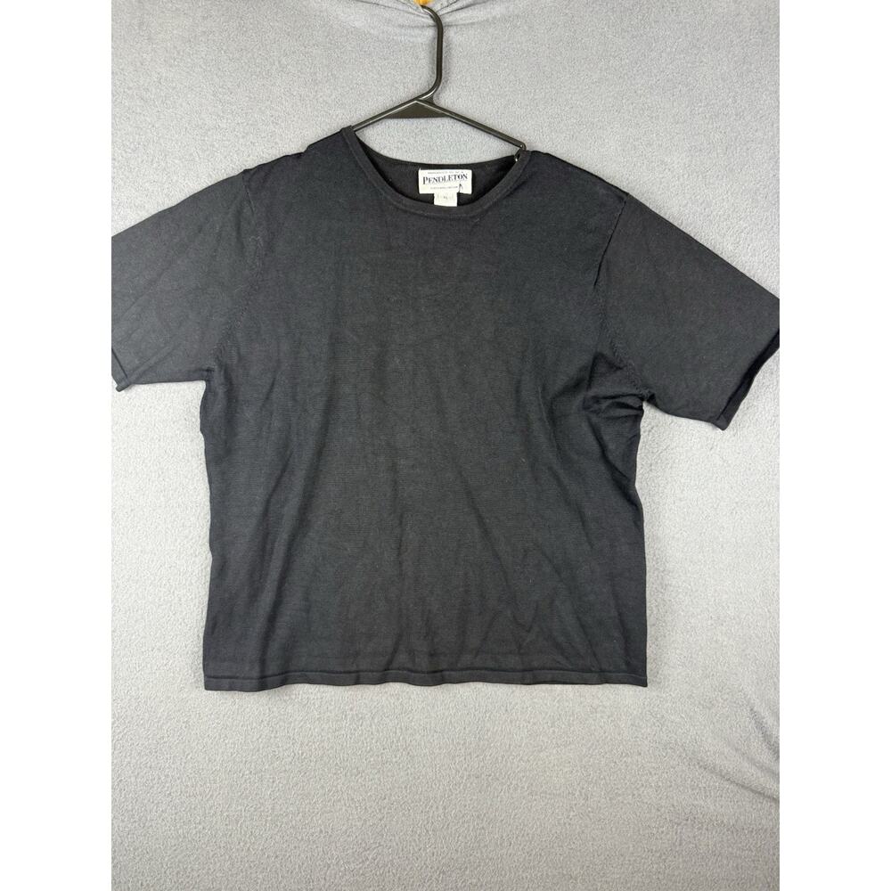 Pendleton Vtg Womens XL Black Silk Blend Short Sleeve Shirt Quiet Luxury S1007